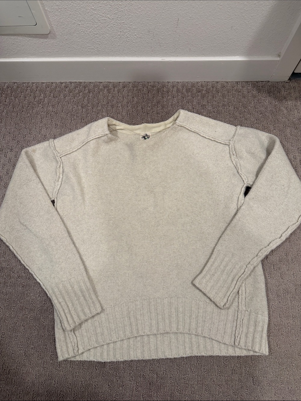 Cream Crewneck Knit Sweater